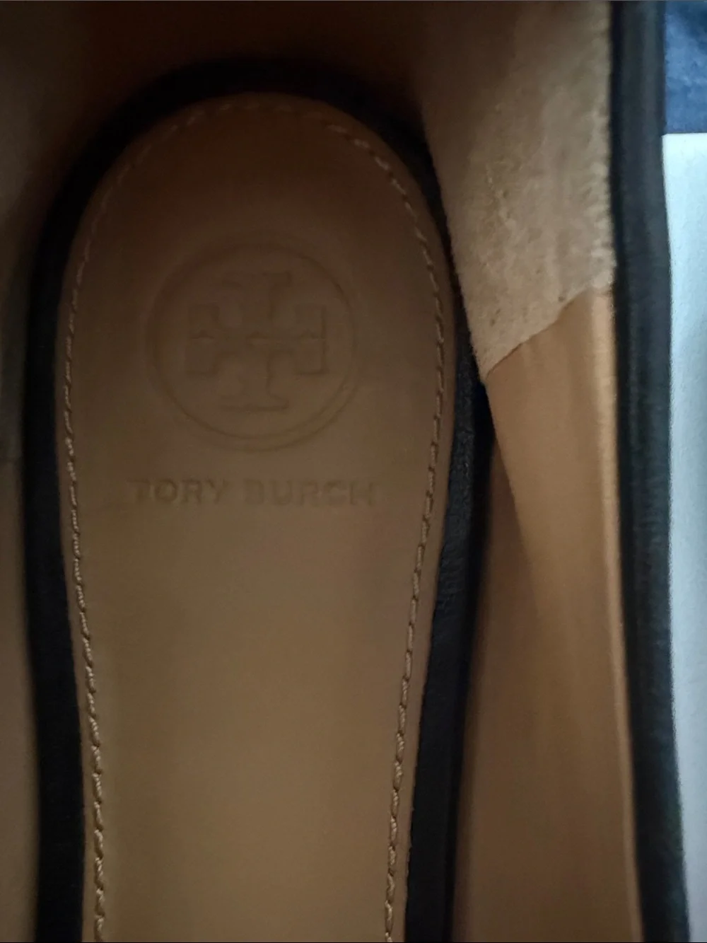 Tory Burch 8.5 Black Leather Logo Ballet Flats